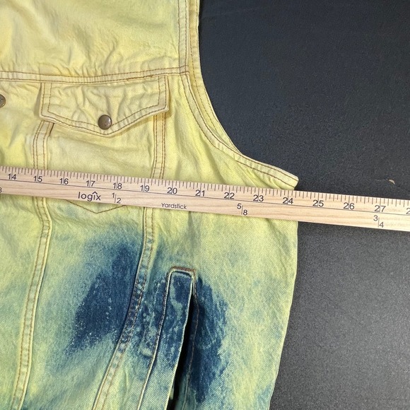 Milwaukee Performance Mens XXL Denim Motorcycle Vest Yellow Blue Acid Wash Biker - Picture 9 of 11